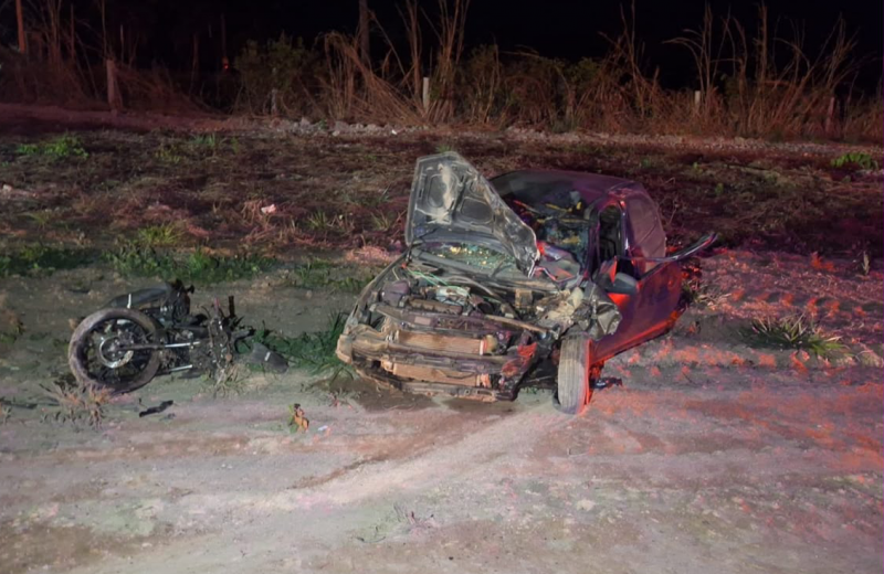 Jovem morre em grave acidente entre carro e motocicleta na BR-163