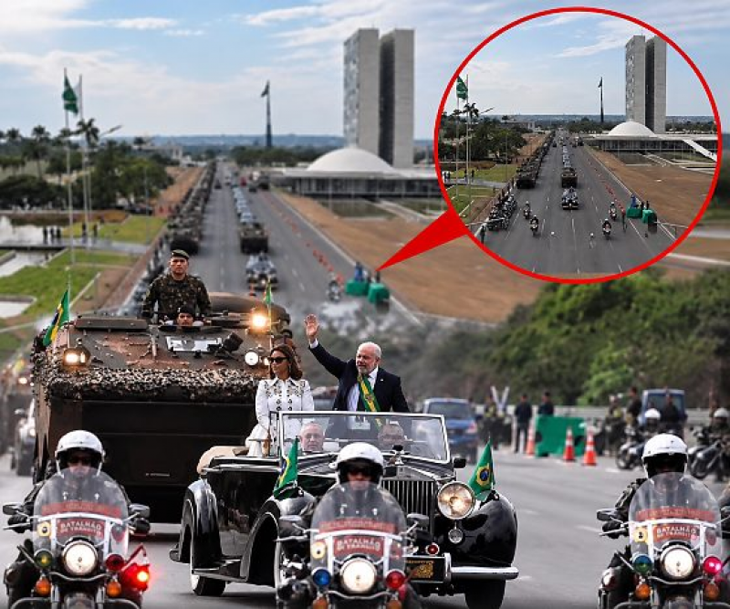 Em cena constrangedora, Lula desfila no 7 de Setembro acenando para ninguém;