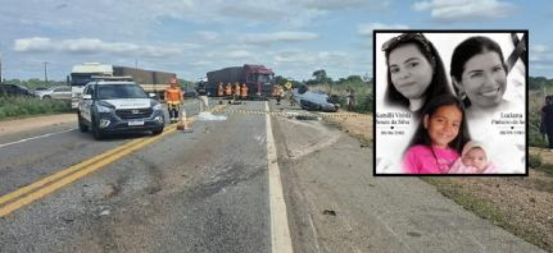 Técnica de enfermagem, filha e duas netas morrem em acidente na BR-364