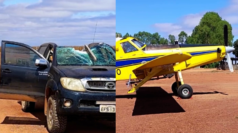 TRAGÉDIA EM FAZENDA: Acidente entre avião agrícola e Hilux mata funcionário de 33 anos em Porto dos Gaúchos