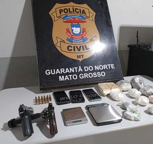 Polícia Civil prende três por tráfico de drogas e apreende armas em bairro de Guarantã do Norte