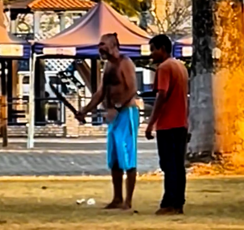Com Facão em Punho, Morador de Rua Provoca e Ameaça em Guarantã do Norte