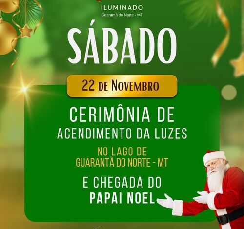 Guarantã do Norte se prepara para noite especial com acendimento das luzes de Natal e chegada do Papai Noel neste sábado