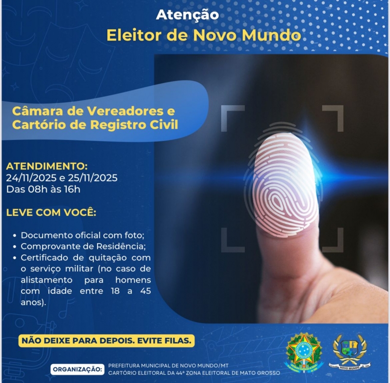 Mutirão Eleitoral em Novo Mundo facilita regularização de títulos nesta semana