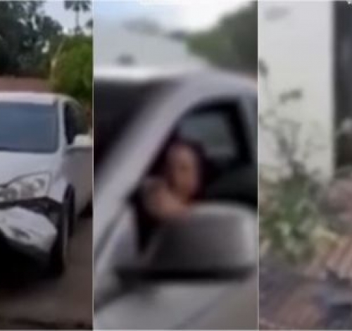Mulher usa carro para destruir loja do ex e casa da ex-sogra em MT