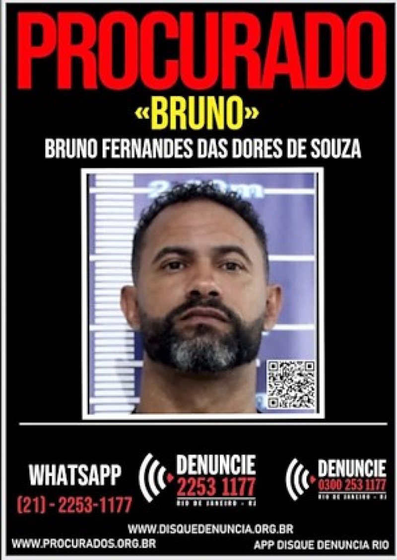 Cartaz de “procurado” do goleiro Bruno é divulgado após Justiça considerá-lo foragido
