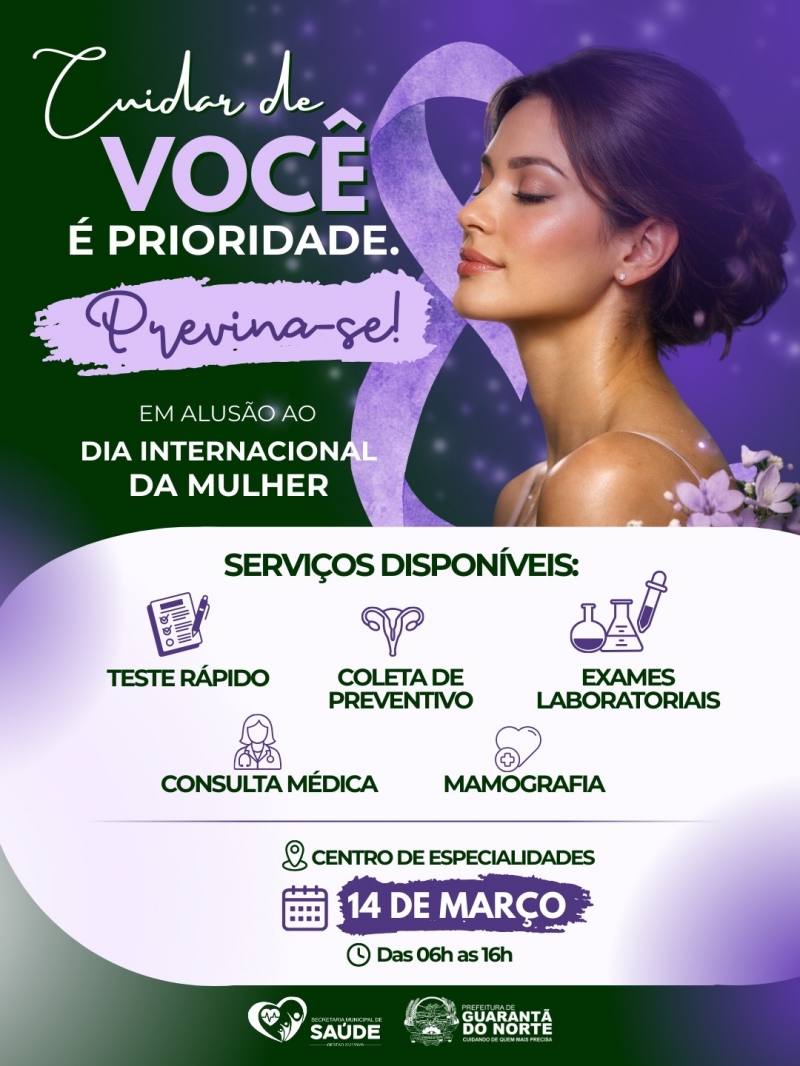 Prefeitura de Guarantã do Norte promove ação especial de saúde para mulheres neste sábado