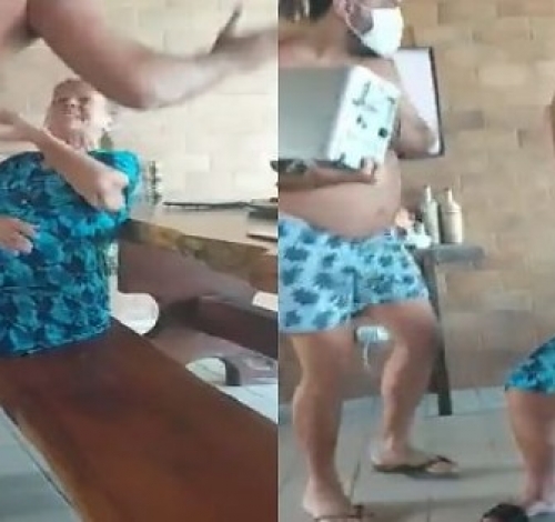 Filho é flagrado agredindo violentamente a própria mãe idosa em condomínio