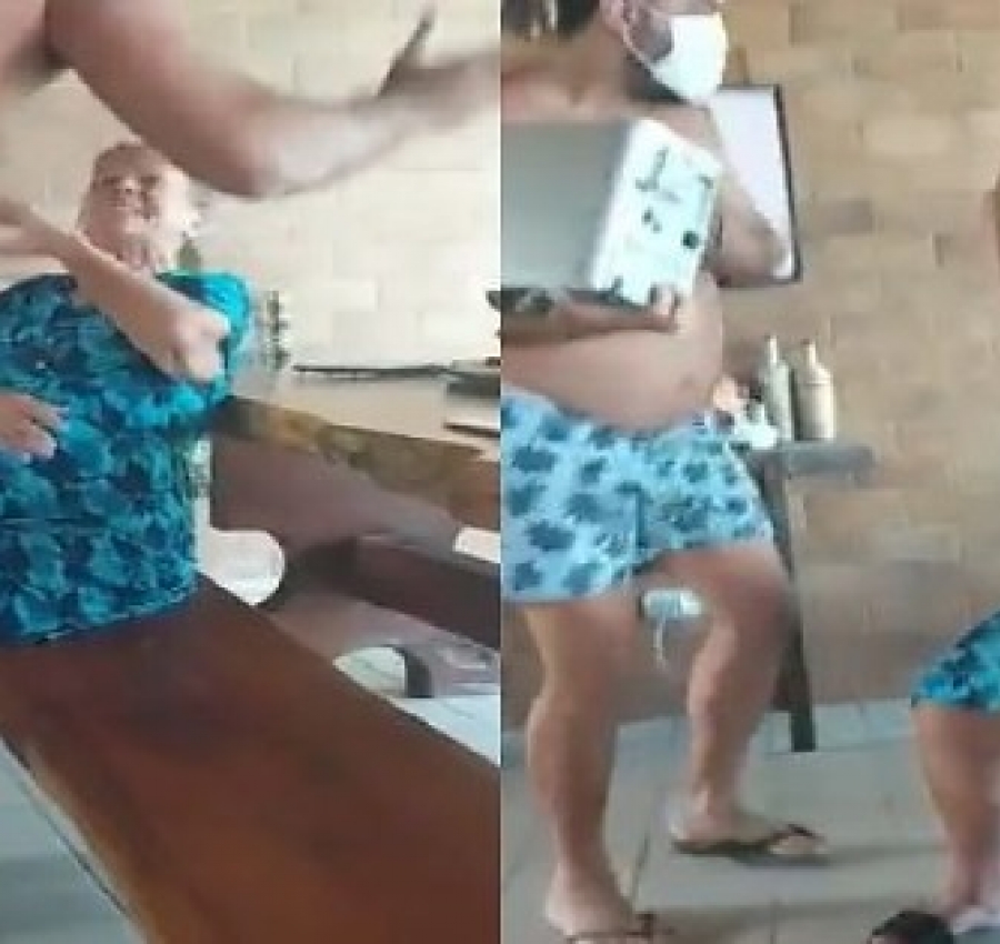 Filho é flagrado agredindo violentamente a própria mãe idosa em condomínio