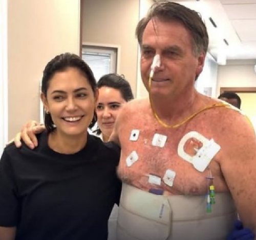 Michelle afirma que Bolsonaro está há seis dias sem soluços e apresenta melhora no quadro de saúde