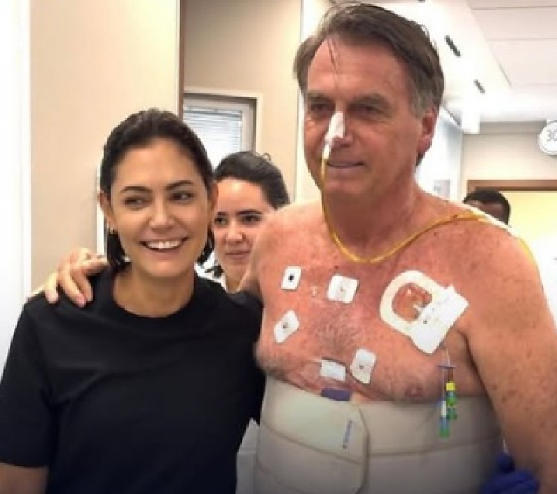 Michelle afirma que Bolsonaro está há seis dias sem soluços e apresenta melhora no quadro de saúde