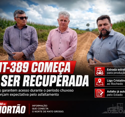 Recuperação da MT-389 marca avanço para comunidades e fortalece a economia de Novo Mundo