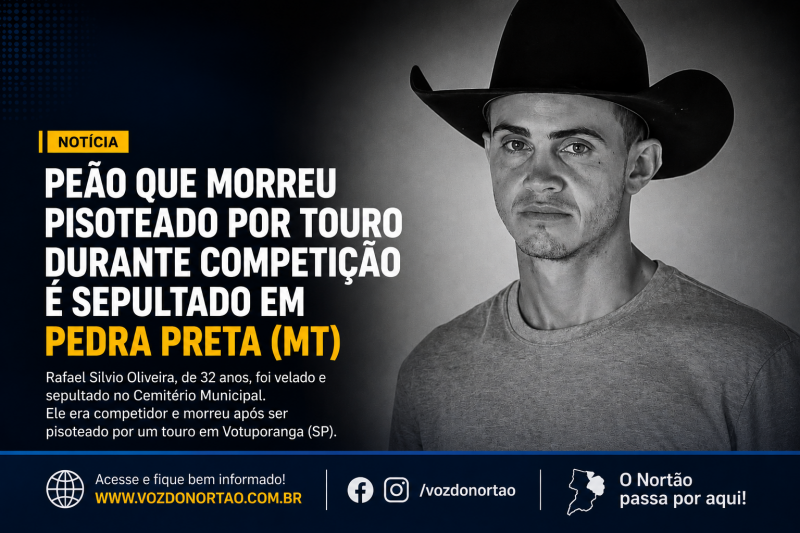 Peão que morreu pisoteado por touro é sepultado em Pedra Preta